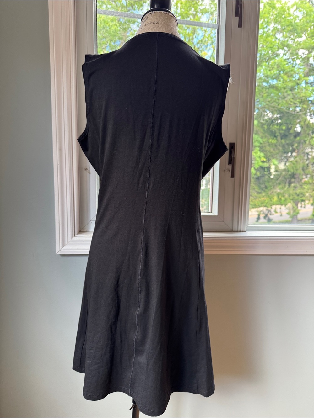 ATM black pima cotton knit sleeveless ruched waist mini dress large‎ - Picture 5 of 9